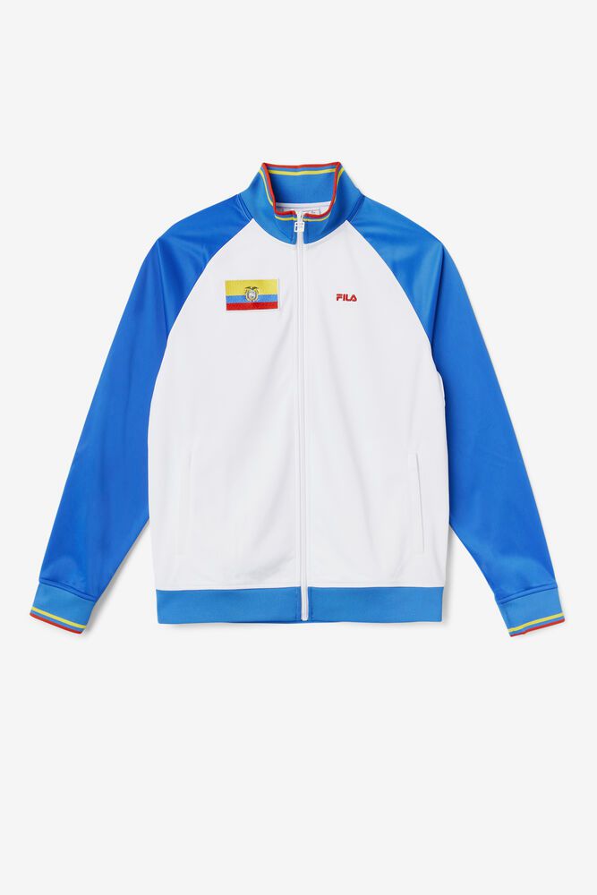 Fila Ecuador Track White/Blue Jacket Womens - NZ 39718-LCXE